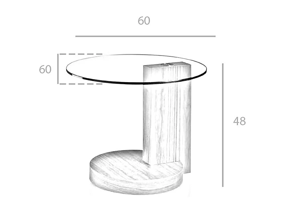 Table d'angle de noyer et verre 2036 ANGEL CERDA