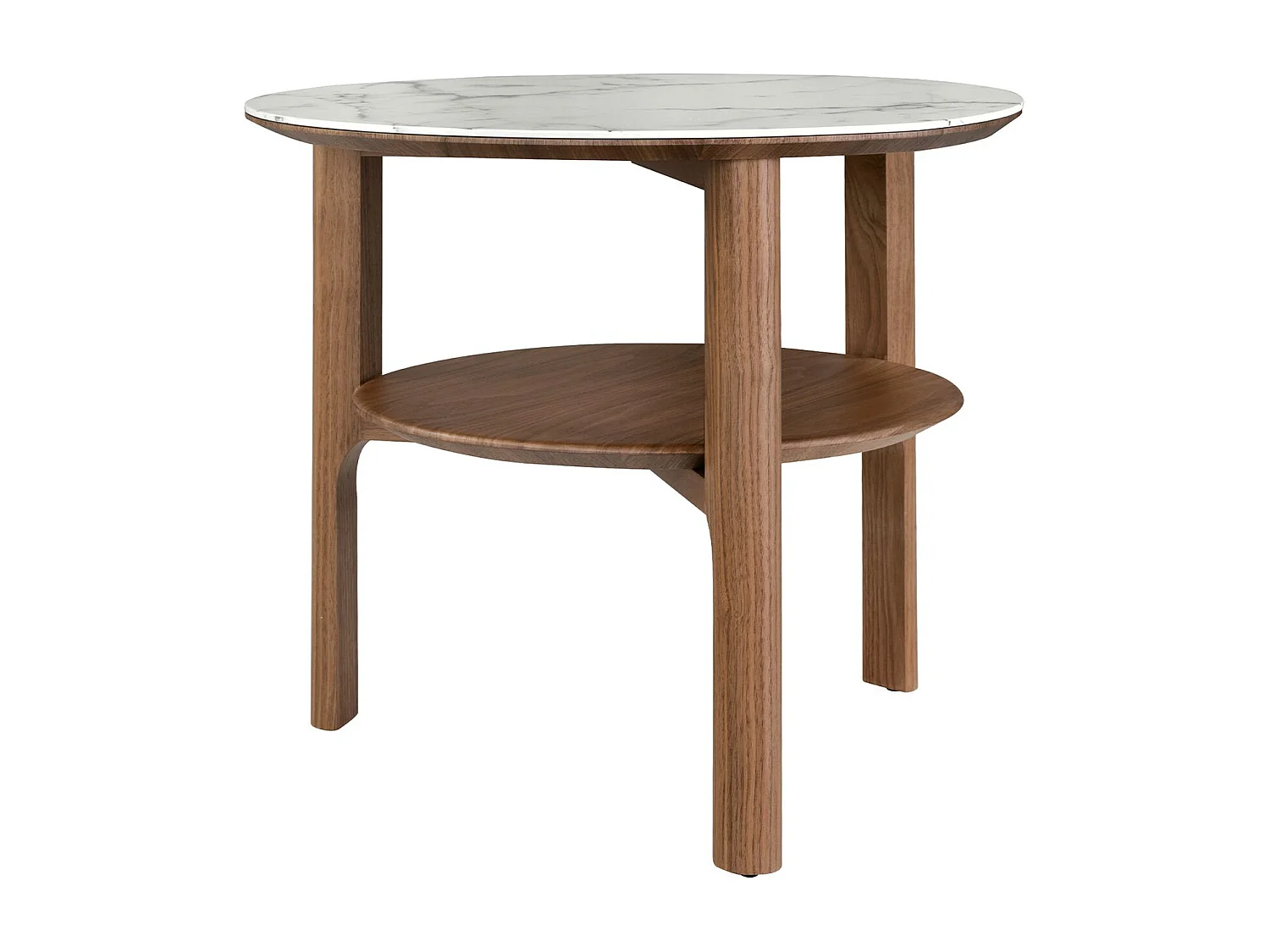 Table d'angle ronde en porcelaine, marbre et noyer 2047 ANGEL CERDA