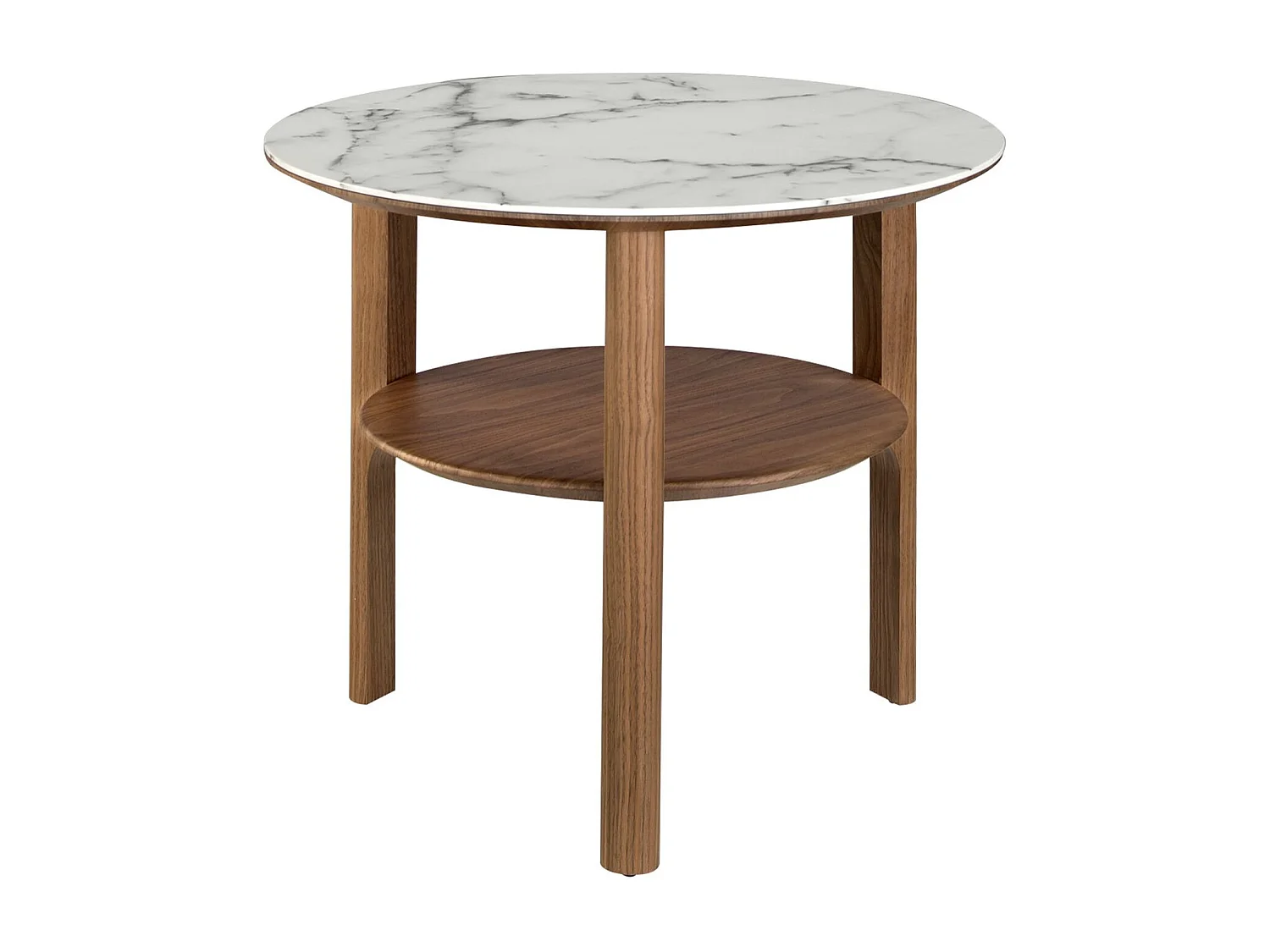 Table d'angle ronde en porcelaine, marbre et noyer 2047 ANGEL CERDA
