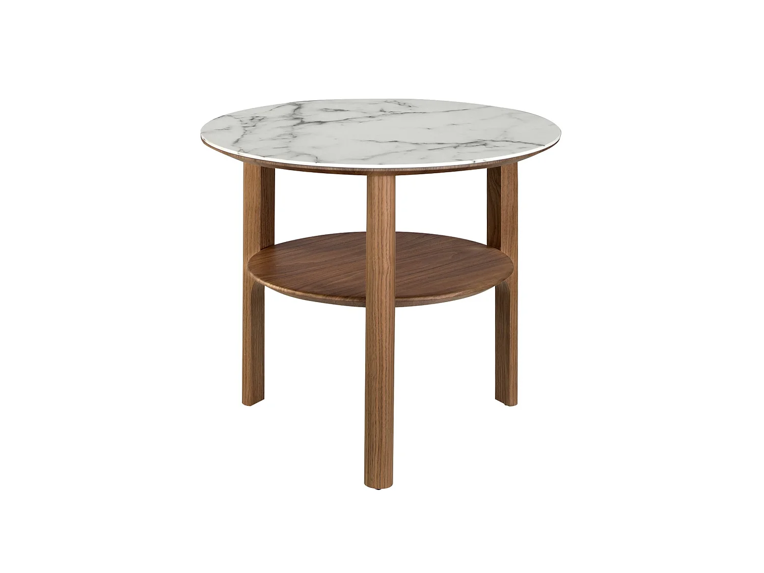 Table d’appoint ronde en verre effet marbre et noyer 2047 ANGEL CERDA