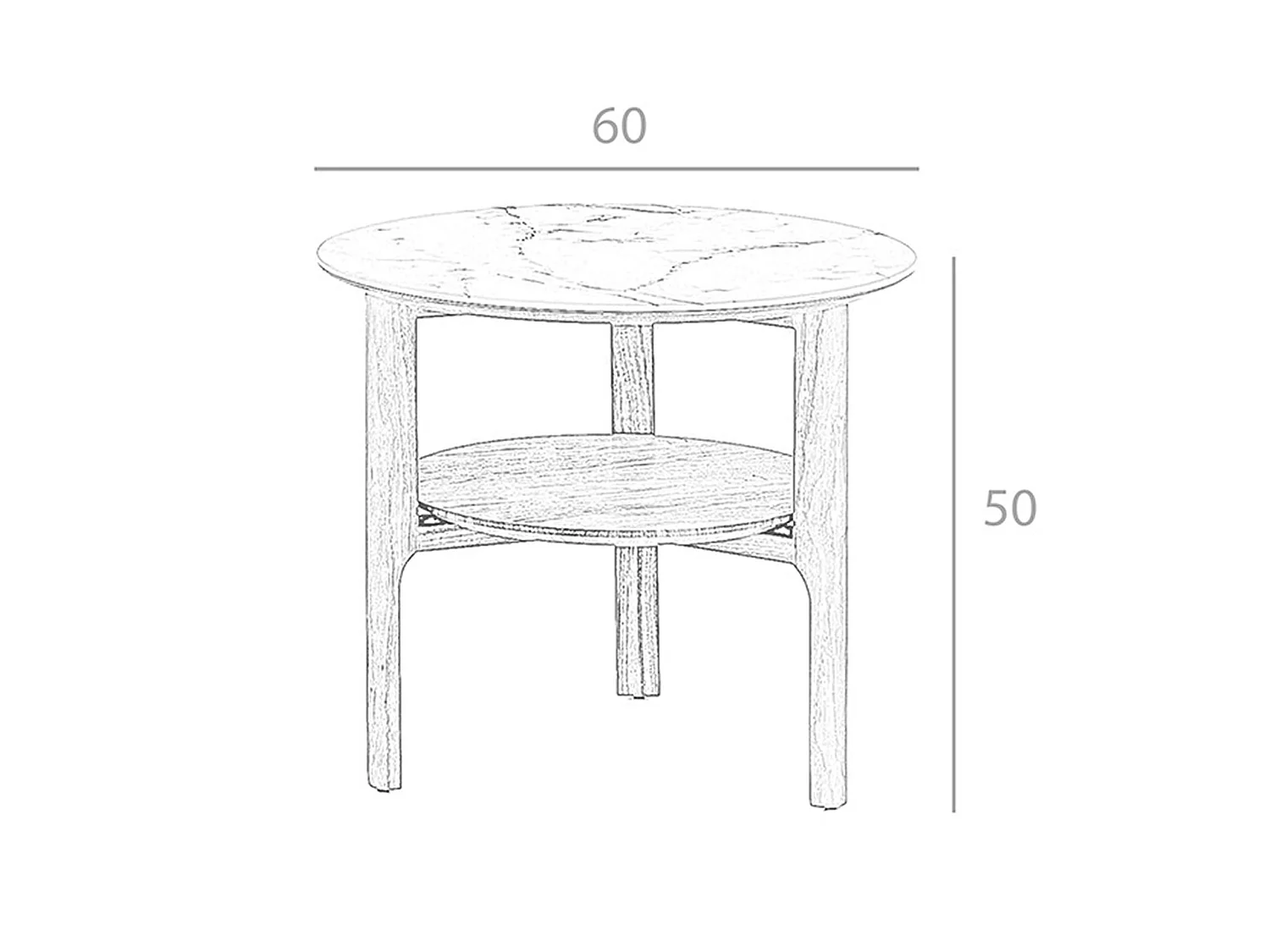 Table d’appoint ronde en verre effet marbre et noyer 2047 ANGEL CERDA