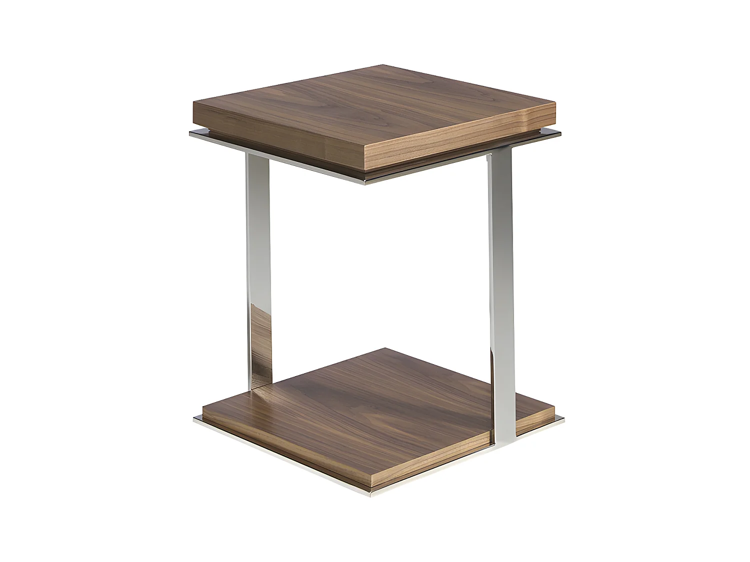 Table d'angle carrée en noyer et acier chromé 2038 ANGEL CERDA