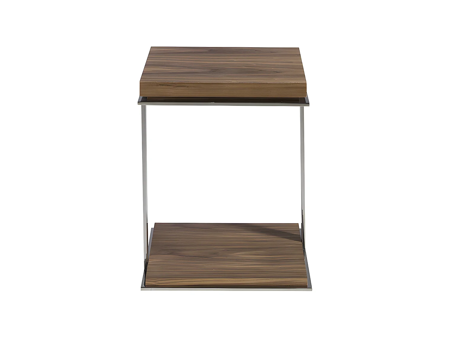 Table d'angle carrée en noyer et acier chromé 2038 ANGEL CERDA