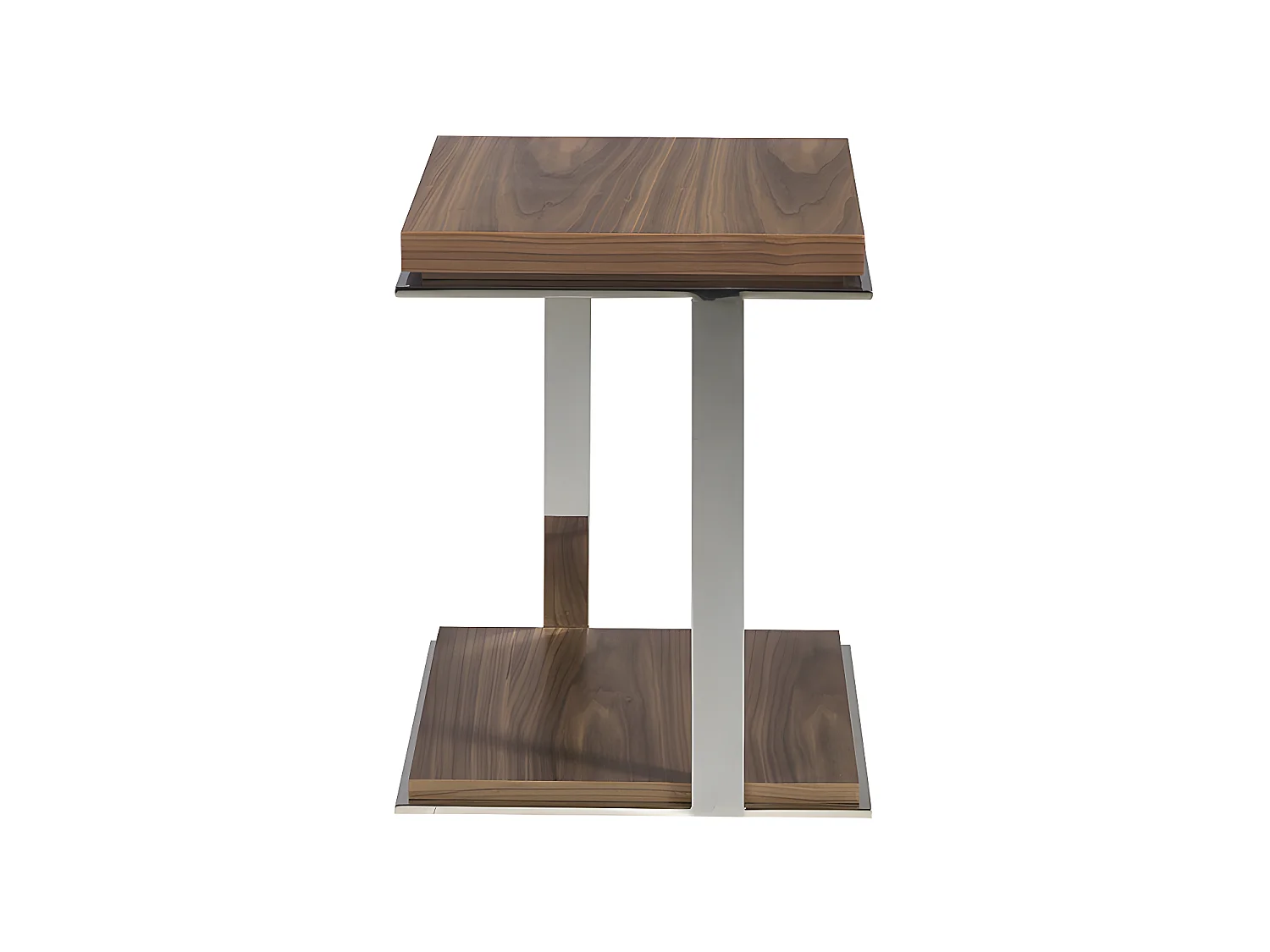 Table d'angle carrée en noyer et acier chromé 2038 ANGEL CERDA