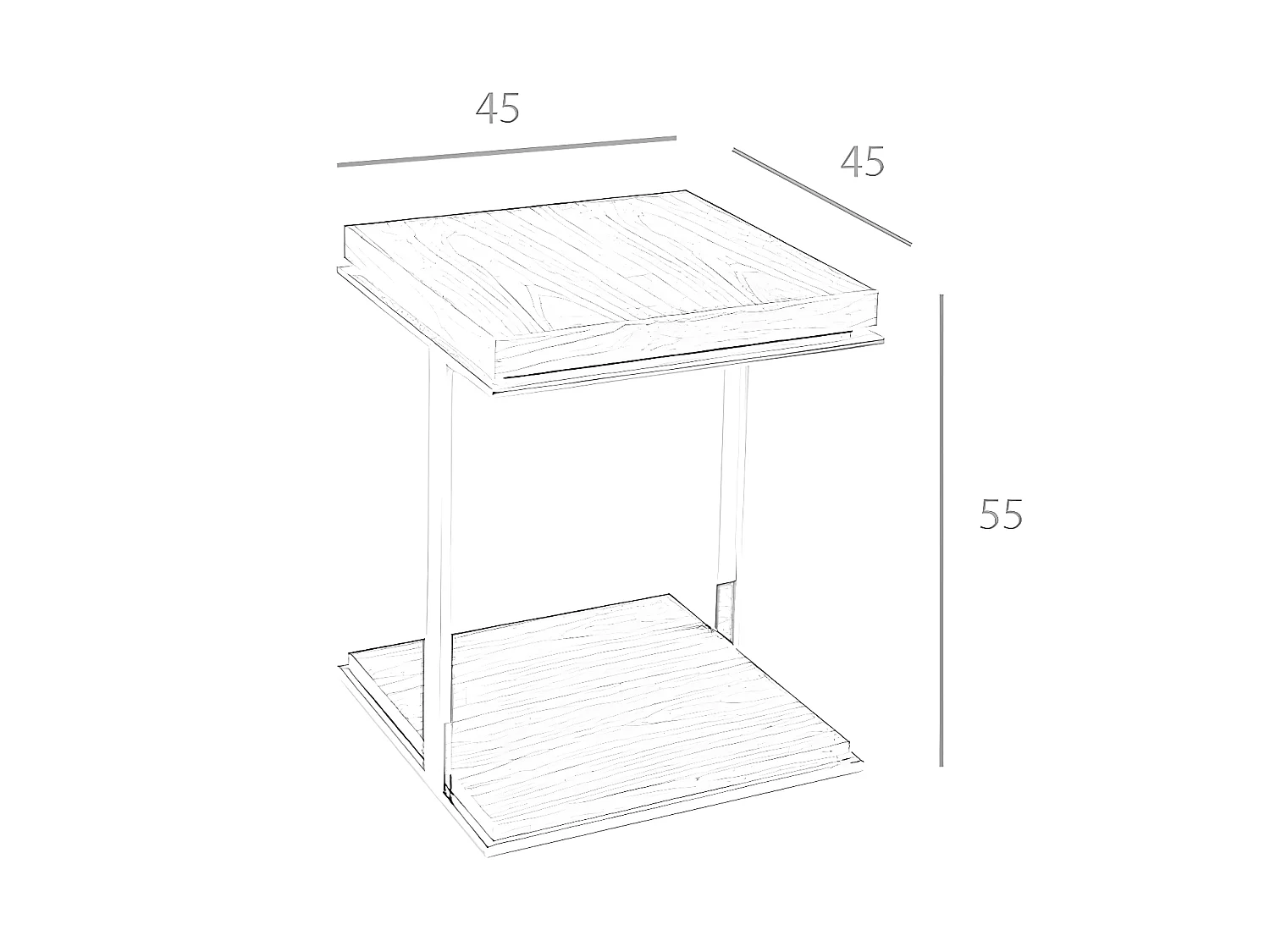 Table d'angle carrée en noyer et acier chromé 2038 ANGEL CERDA