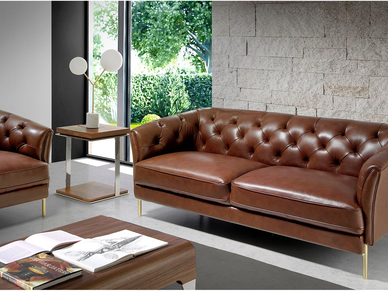 Kwadratowy stolik narożny z orzecha włoskiego i chromowanej stali 2038 ANGEL CERDA