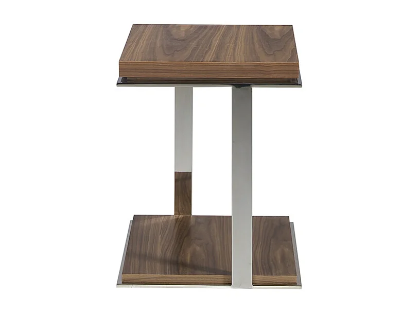 Kwadratowy stolik narożny z orzecha włoskiego i chromowanej stali 2038 ANGEL CERDA