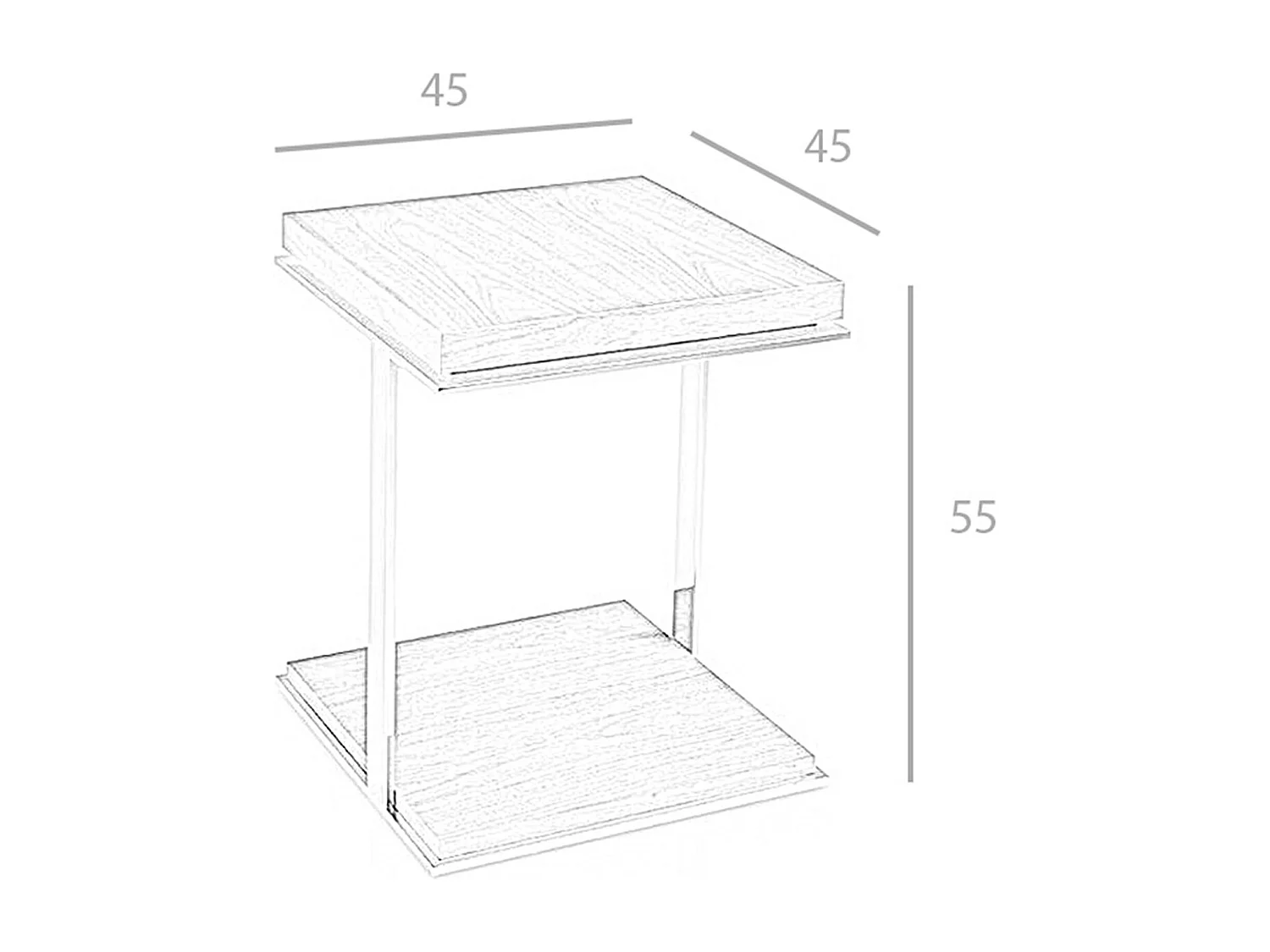 Kwadratowy stolik narożny z orzecha włoskiego i chromowanej stali 2038 ANGEL CERDA