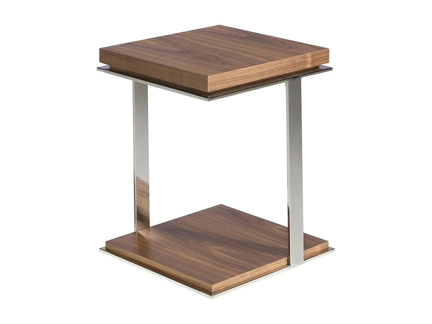 Table d'angle carrée en noyer et acier chromé 2038 ANGEL CERDA