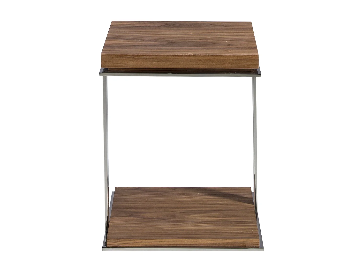 Table d'angle carrée en noyer et acier chromé 2038 ANGEL CERDA