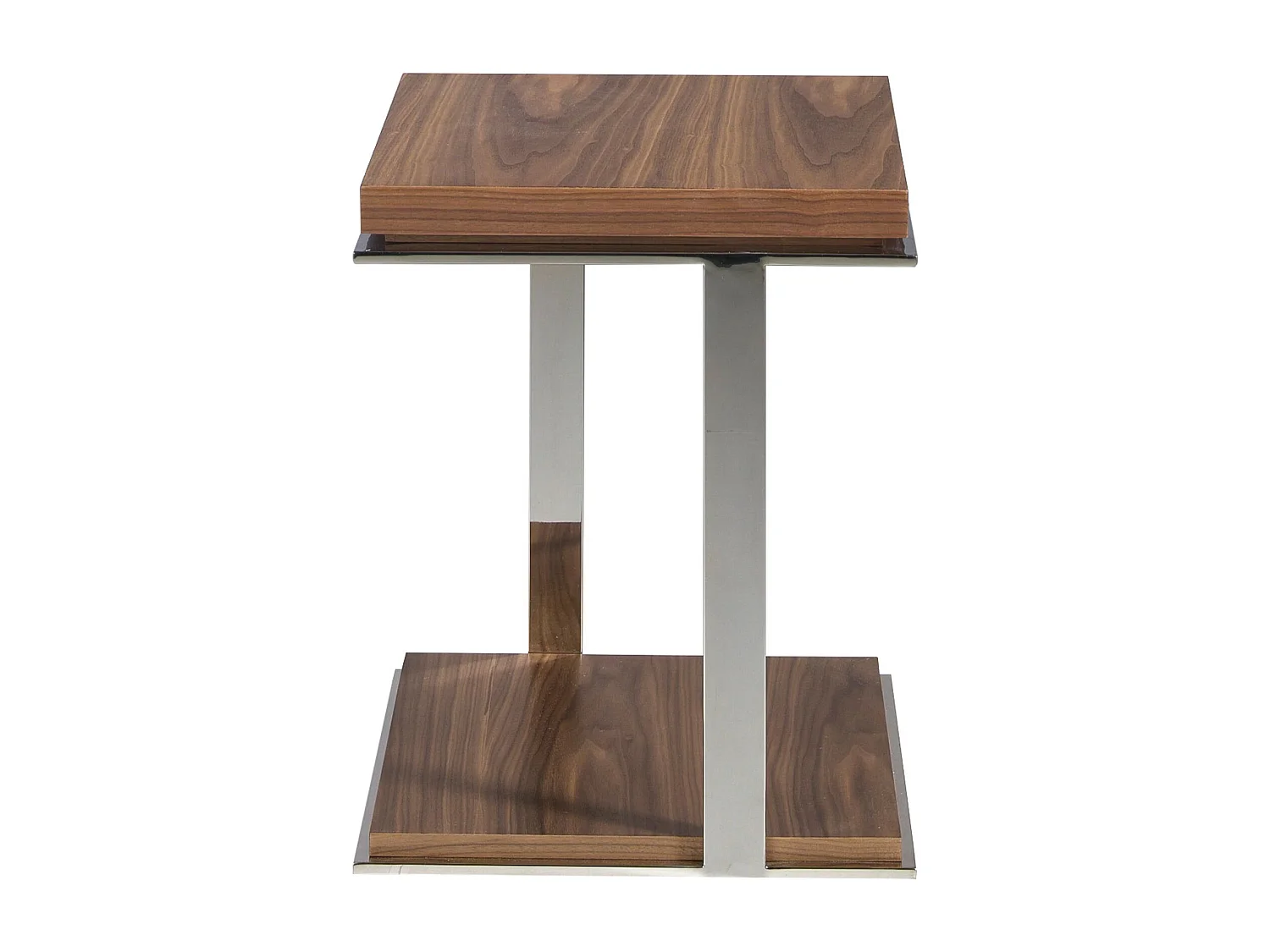 Table d'angle carrée en noyer et acier chromé 2038 ANGEL CERDA