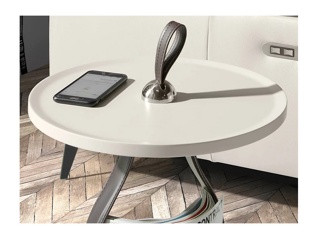 Ronde chocoladebruine kunstleren hoektafel 2067 ANGEL CERDA