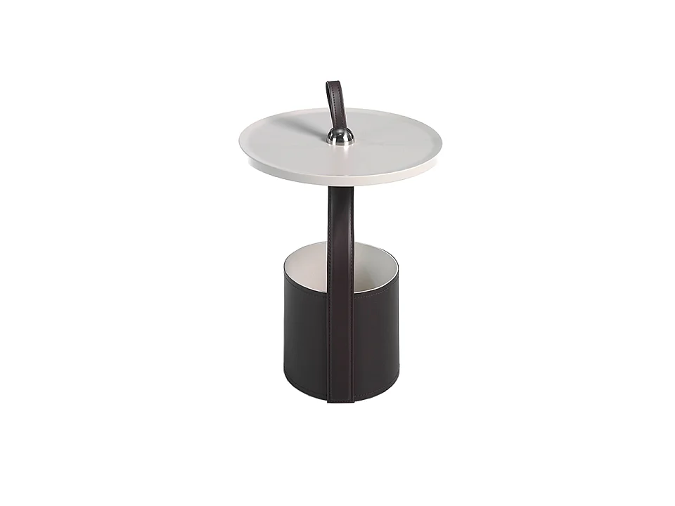Ronde chocoladebruine kunstleren hoektafel 2067 ANGEL CERDA