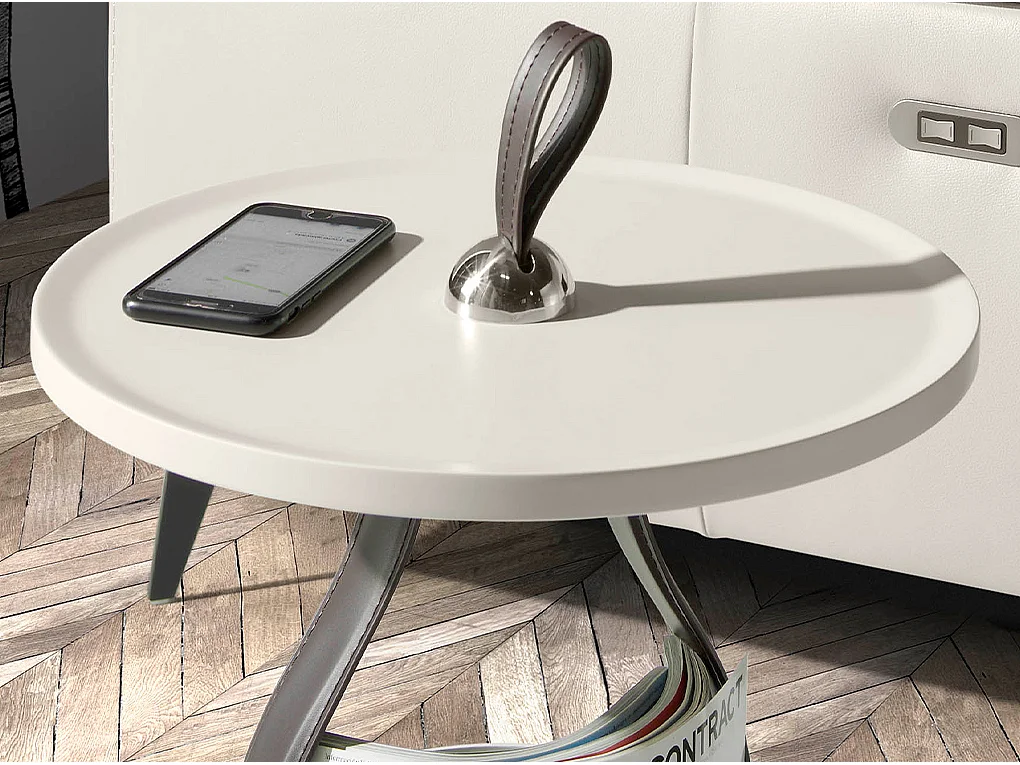 Ronde chocoladebruine kunstleren hoektafel 2067 ANGEL CERDA