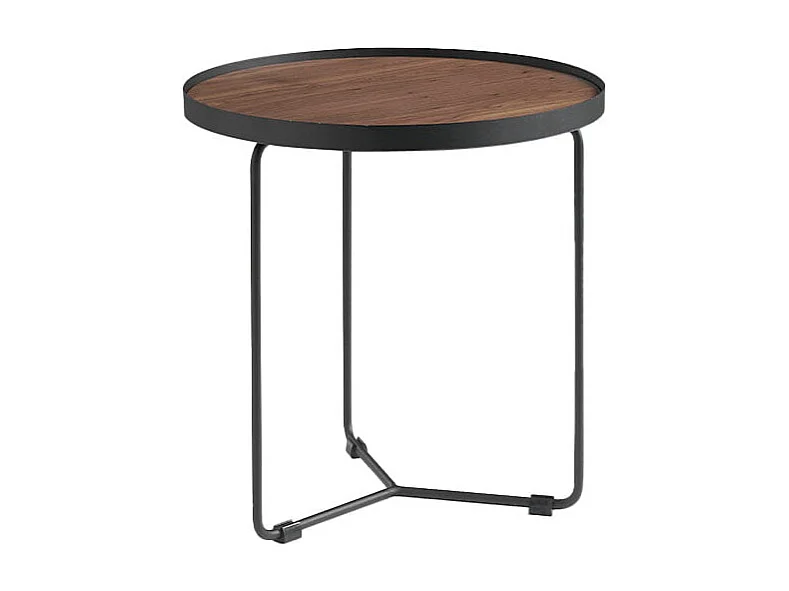 Okrągły stół narożny z orzecha włoskiego i czarnej stali