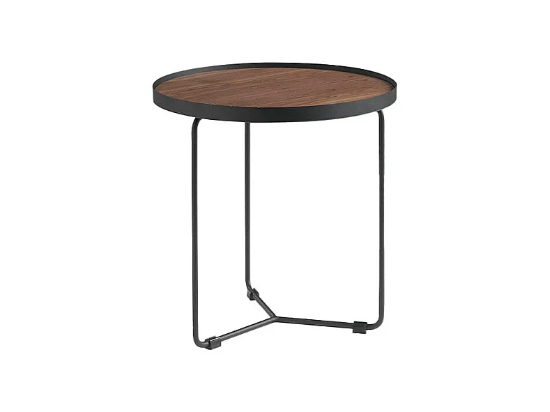 Table d'angle ronde en bois et acier 2028 ANGEL CERDA