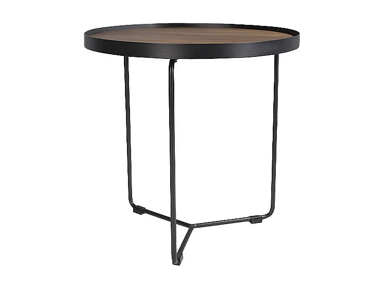 Table d'angle ronde en bois et acier 2028 ANGEL CERDA