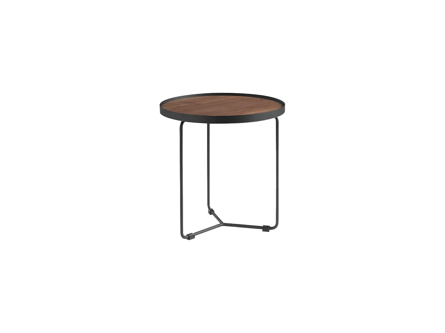 Table d'angle ronde en bois et acier 2028 ANGEL CERDA