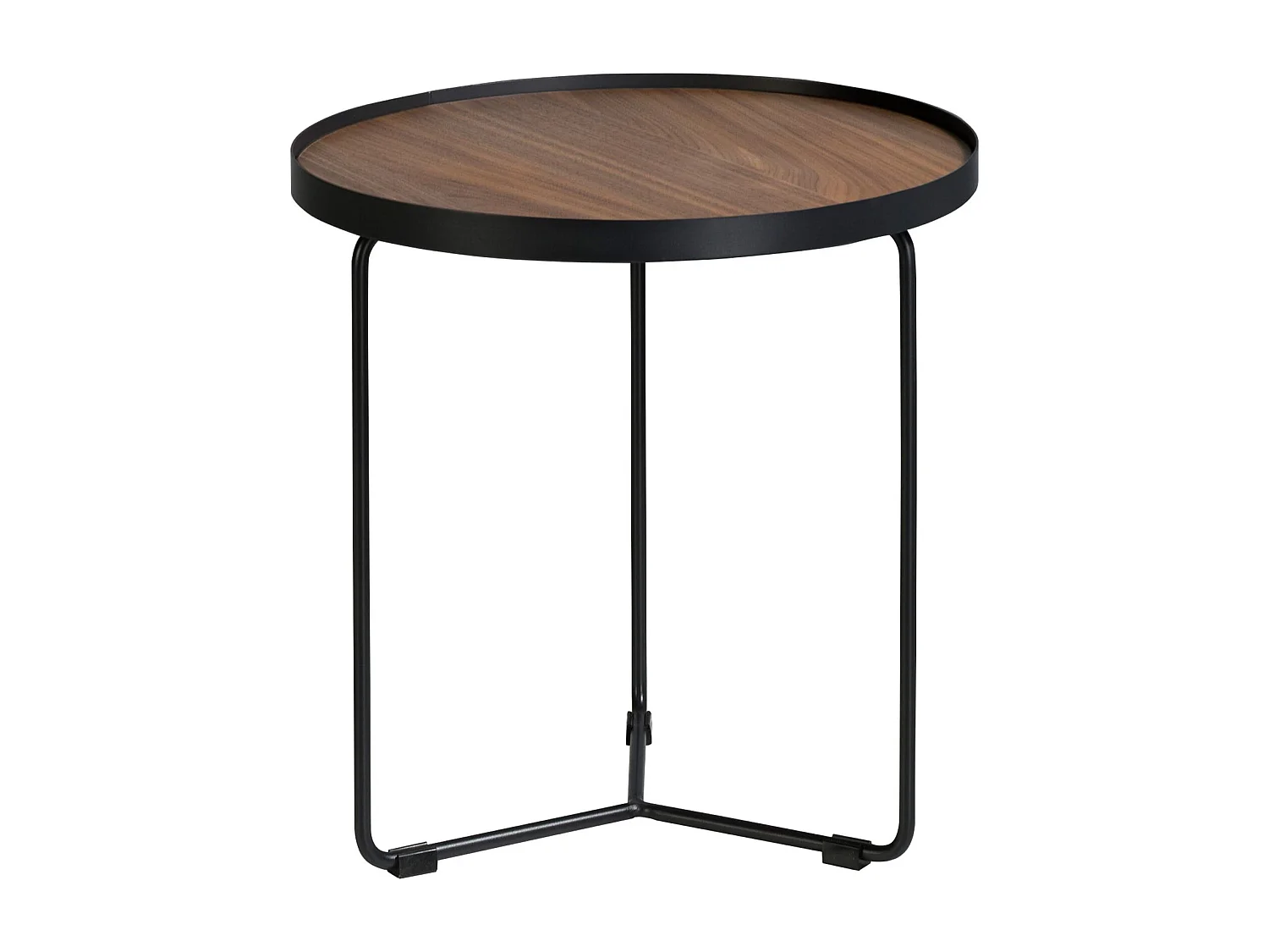 Ronde hoektafel walnoot en zwart staal 2028 ANGEL CERDA