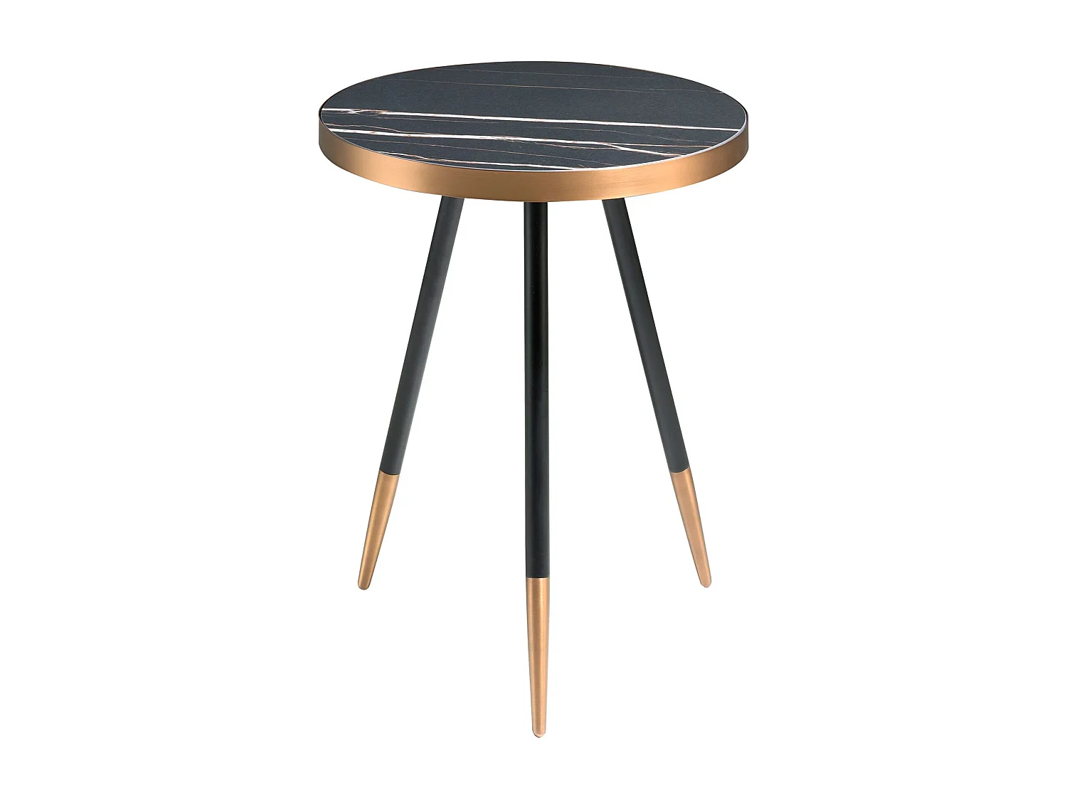 Table d'angle ronde en marbre porcelaine et acier noir 2069 ANGEL CERDA