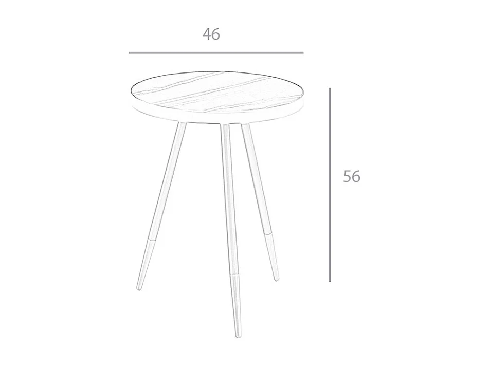 Table d'angle ronde en marbre porcelaine et acier noir 2069 ANGEL CERDA