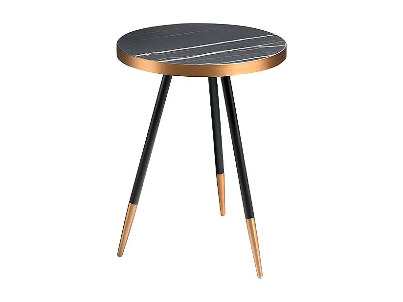 Table d'angle ronde en marbre porcelaine et acier noir 2069 ANGEL CERDA