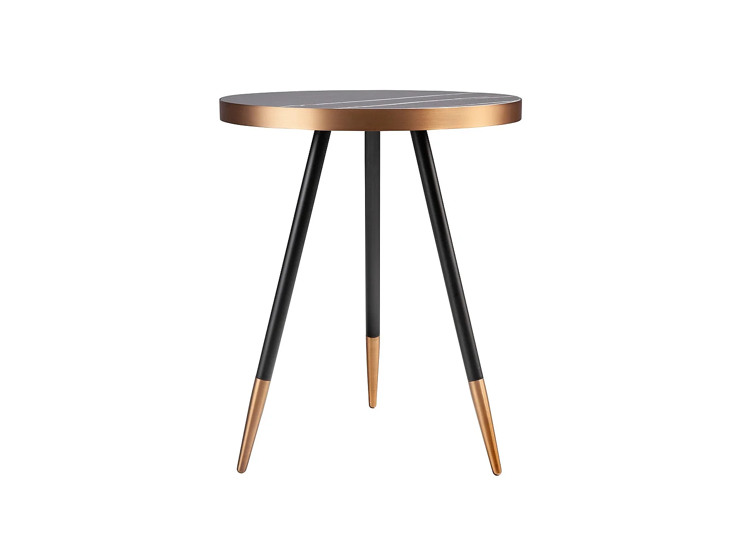 Table d'angle ronde en marbre porcelaine et acier noir 2069 ANGEL CERDA
