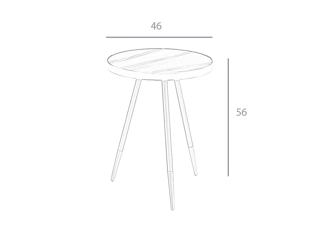 Table d'angle ronde en marbre porcelaine et acier noir 2069 ANGEL CERDA