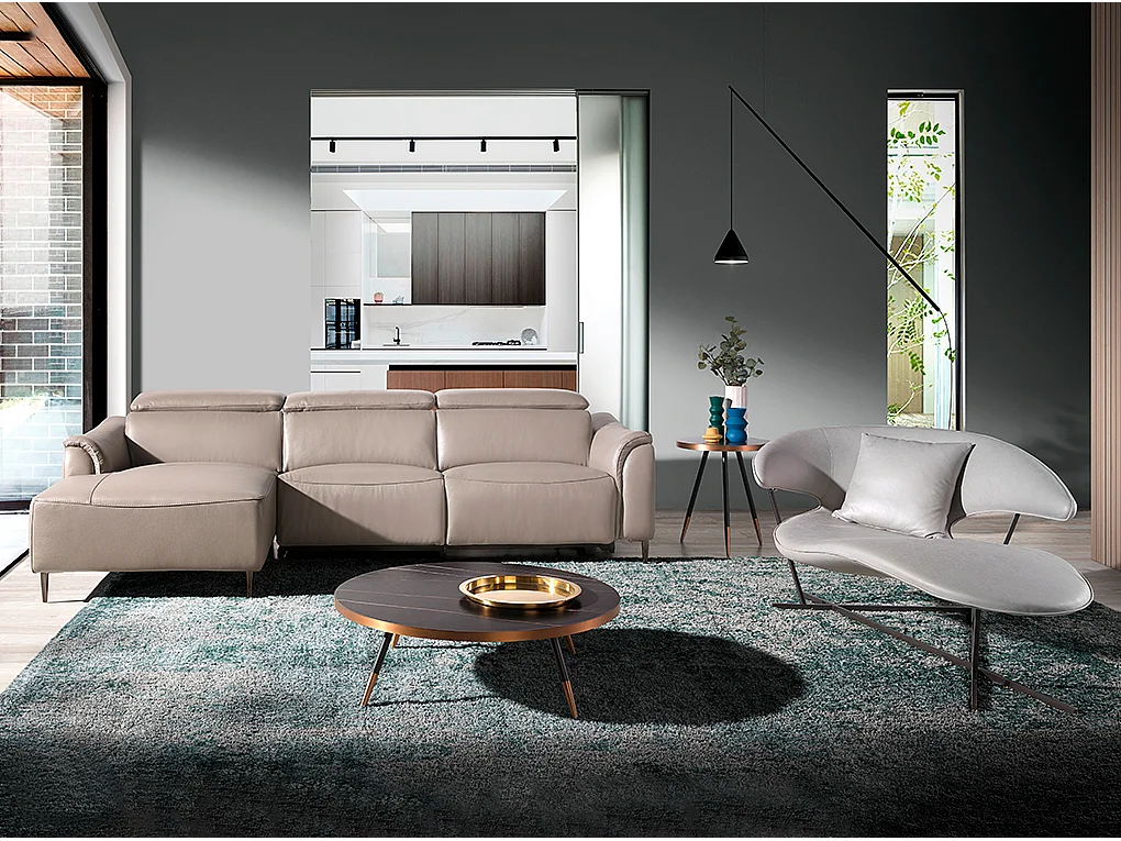 Okrągły stolik narożny z porcelanowego marmuru i czarnej stali 2069 ANGEL CERDA