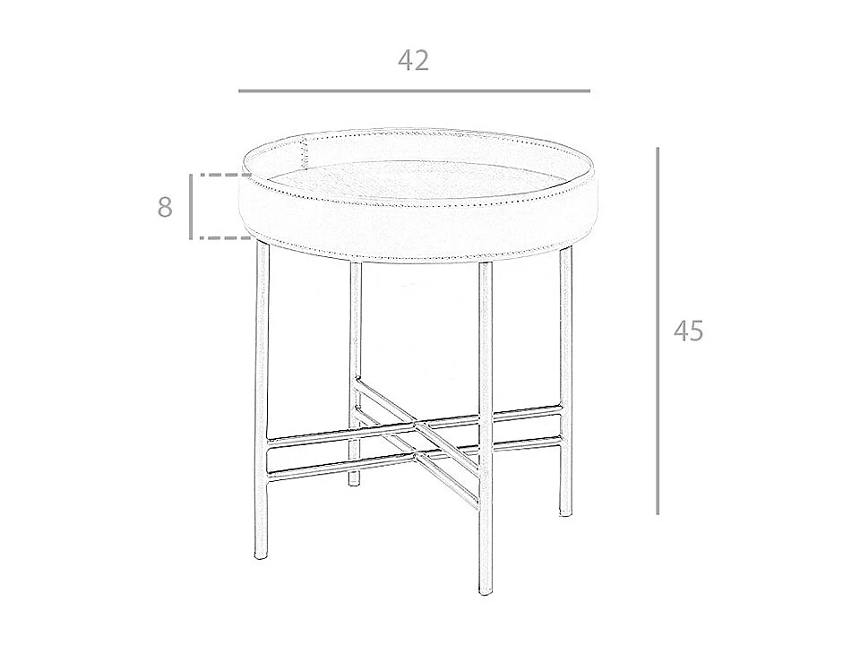 Table d'angle ronde en simili cuir, noyer et acier noir 2059 ANGEL CERDA