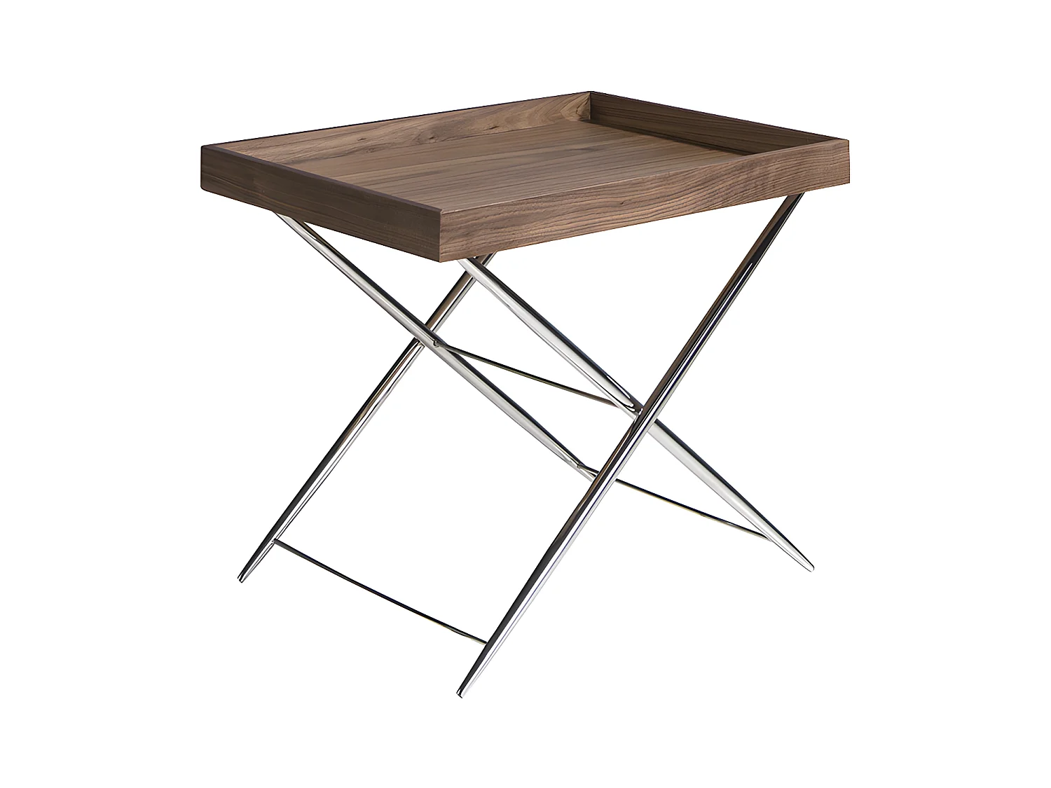 Table d'angle rectangulaire en noyer et acier chromé 2034 ANGEL CERDA