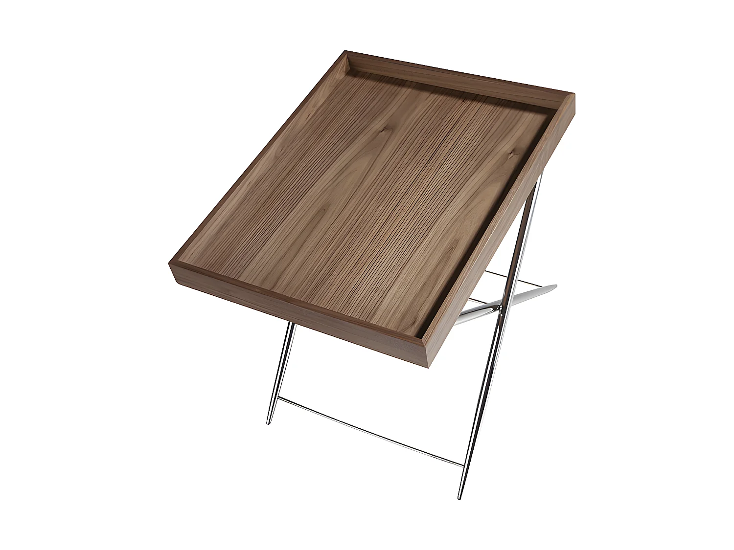 Table d'angle rectangulaire en noyer et acier chromé 2034 ANGEL CERDA