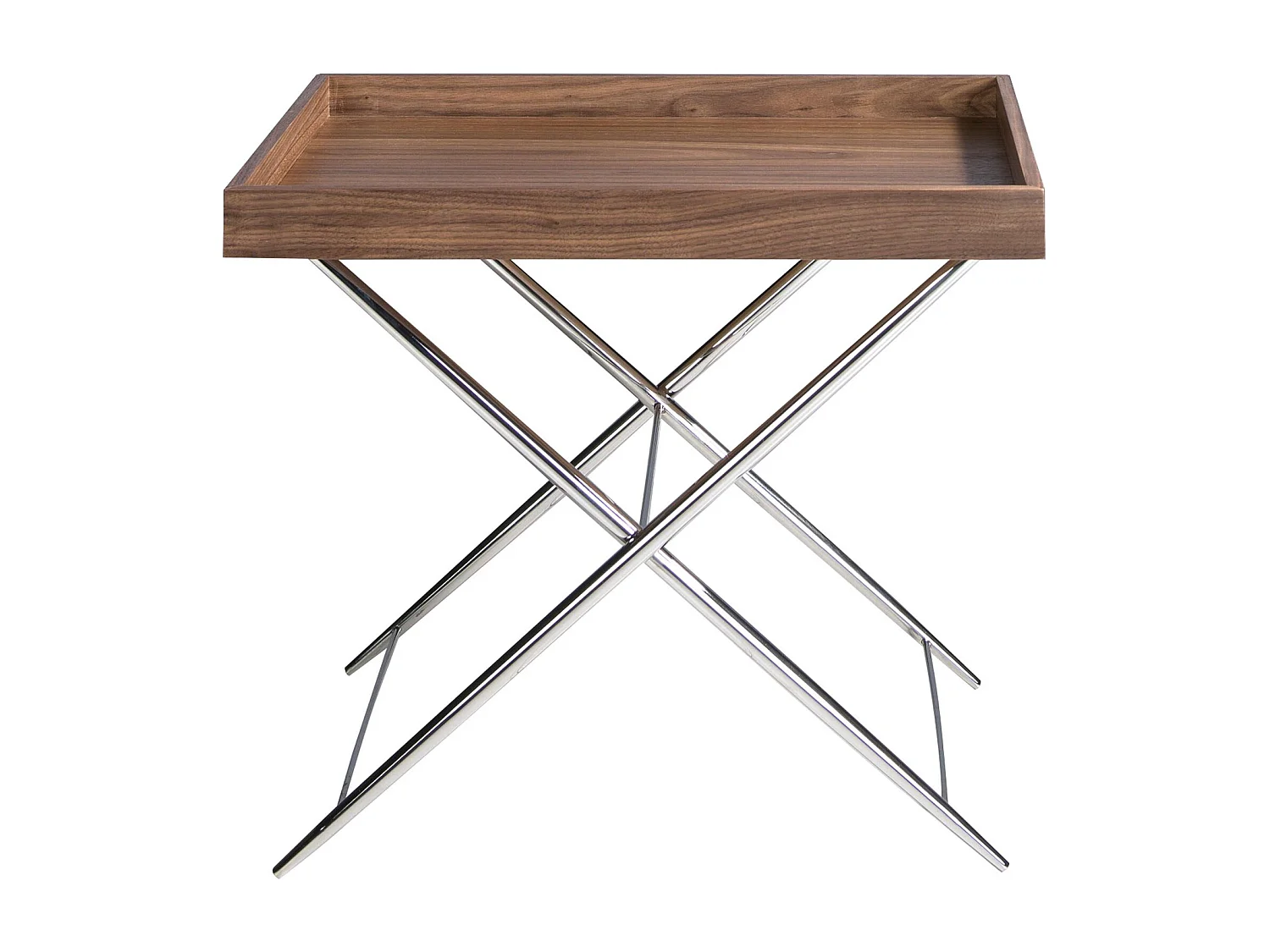 Table d'angle rectangulaire en noyer et acier chromé 2034 ANGEL CERDA