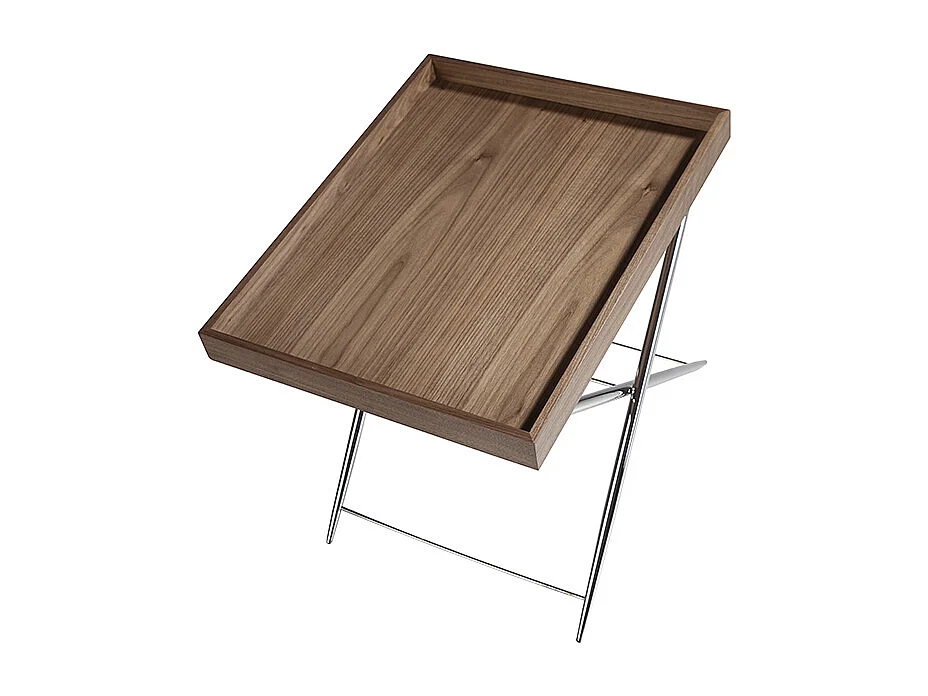 Table d'angle rectangulaire en noyer et acier chromé 2034 ANGEL CERDA