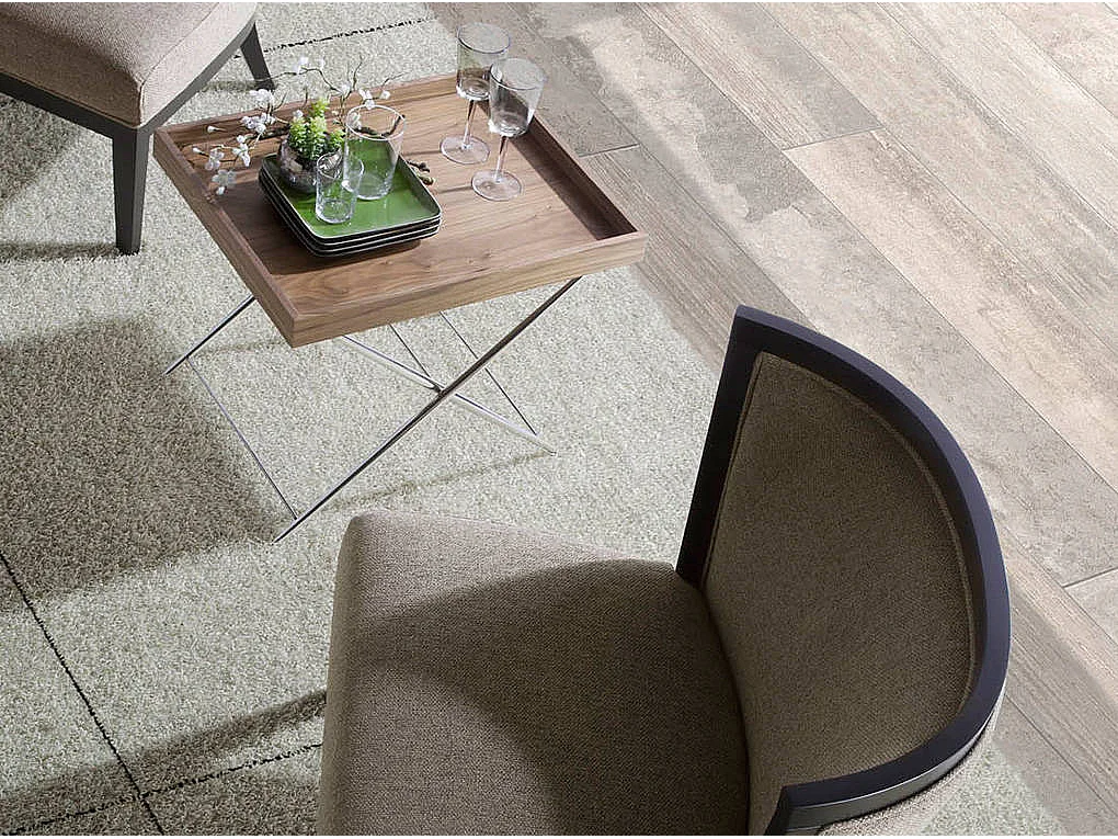 Table d'angle rectangulaire en noyer et acier chromé 2034 ANGEL CERDA