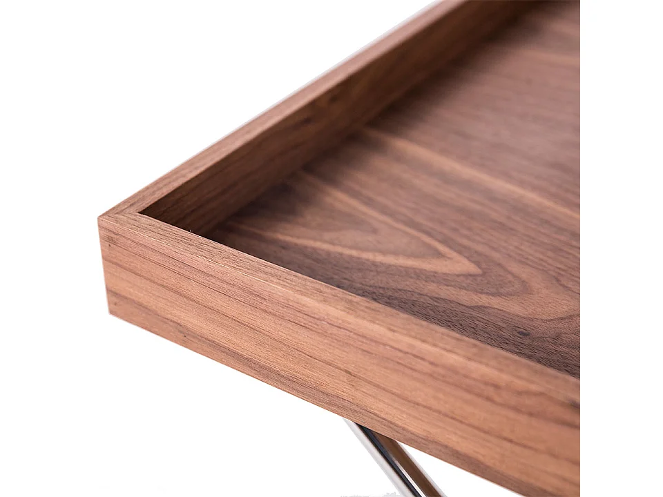 Table d'angle rectangulaire en noyer et acier chromé 2034 ANGEL CERDA