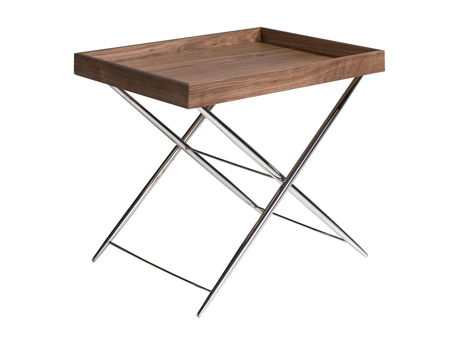 Rechthoekige hoektafel walnoot en verchroomd staal 2034 ANGEL CERDA