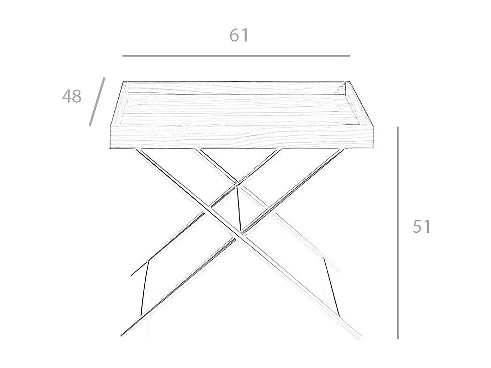 Rechthoekige hoektafel walnoot en verchroomd staal 2034 ANGEL CERDA