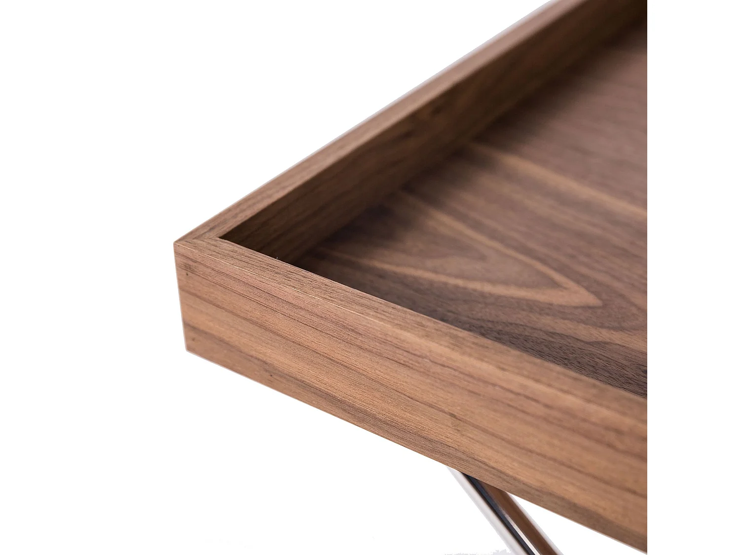 Rectangular corner table walnut and chrome-plated steel 2034 ANGEL CERDA