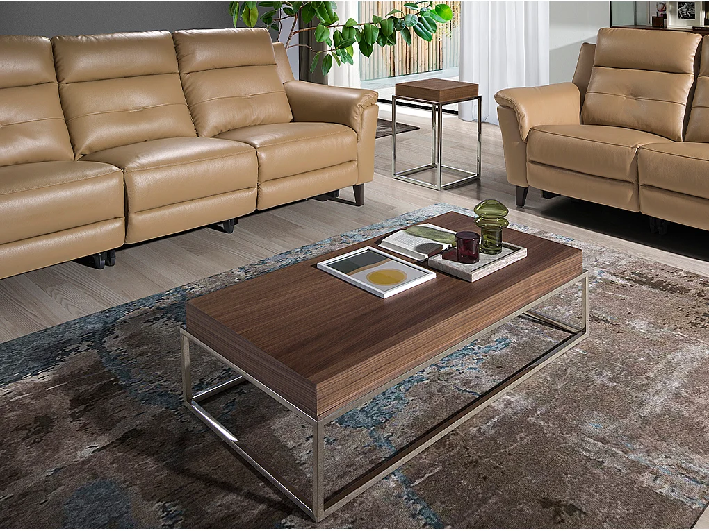 Table d'angle en bois de noyer et acier 2051 ANGEL CERDA