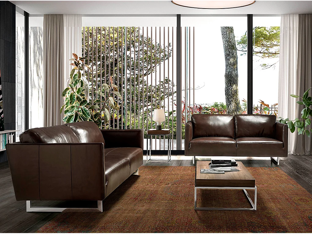 Table d'angle en bois de noyer et acier 2051 ANGEL CERDA