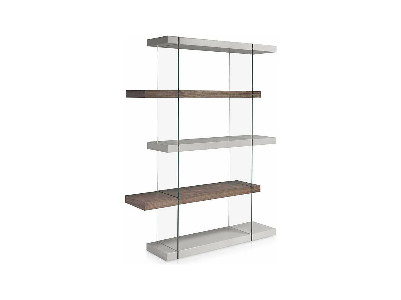Étagère moderne bois noyer et bois laqué Roma-Couleur Blanc