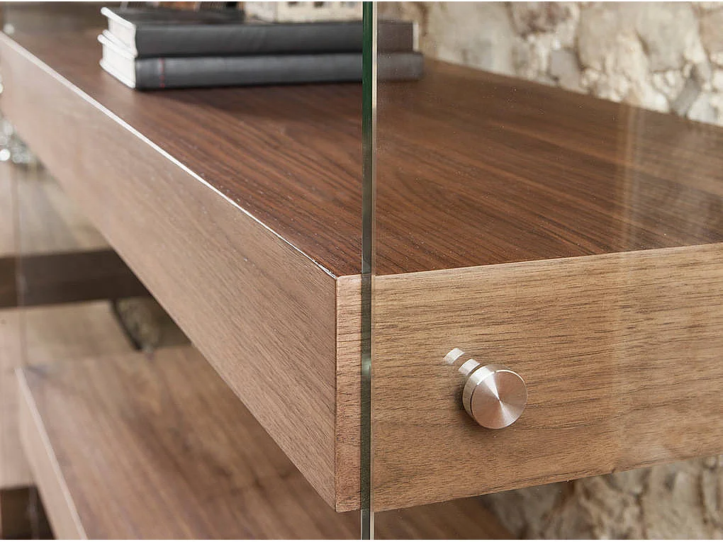 Étagère en noyer et verre 3091 ANGEL CERDA