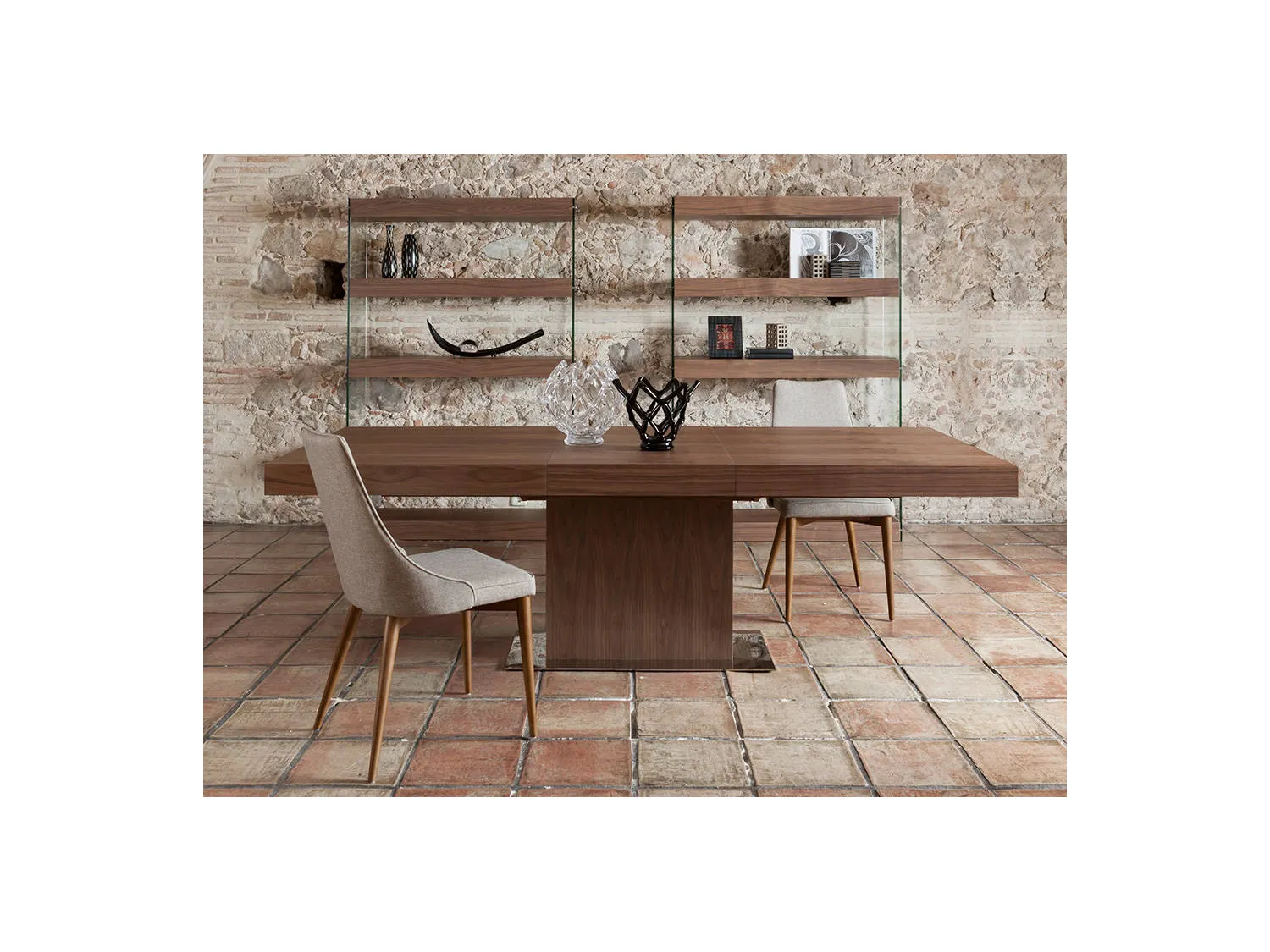 Étagère en noyer et verre 3091 ANGEL CERDA