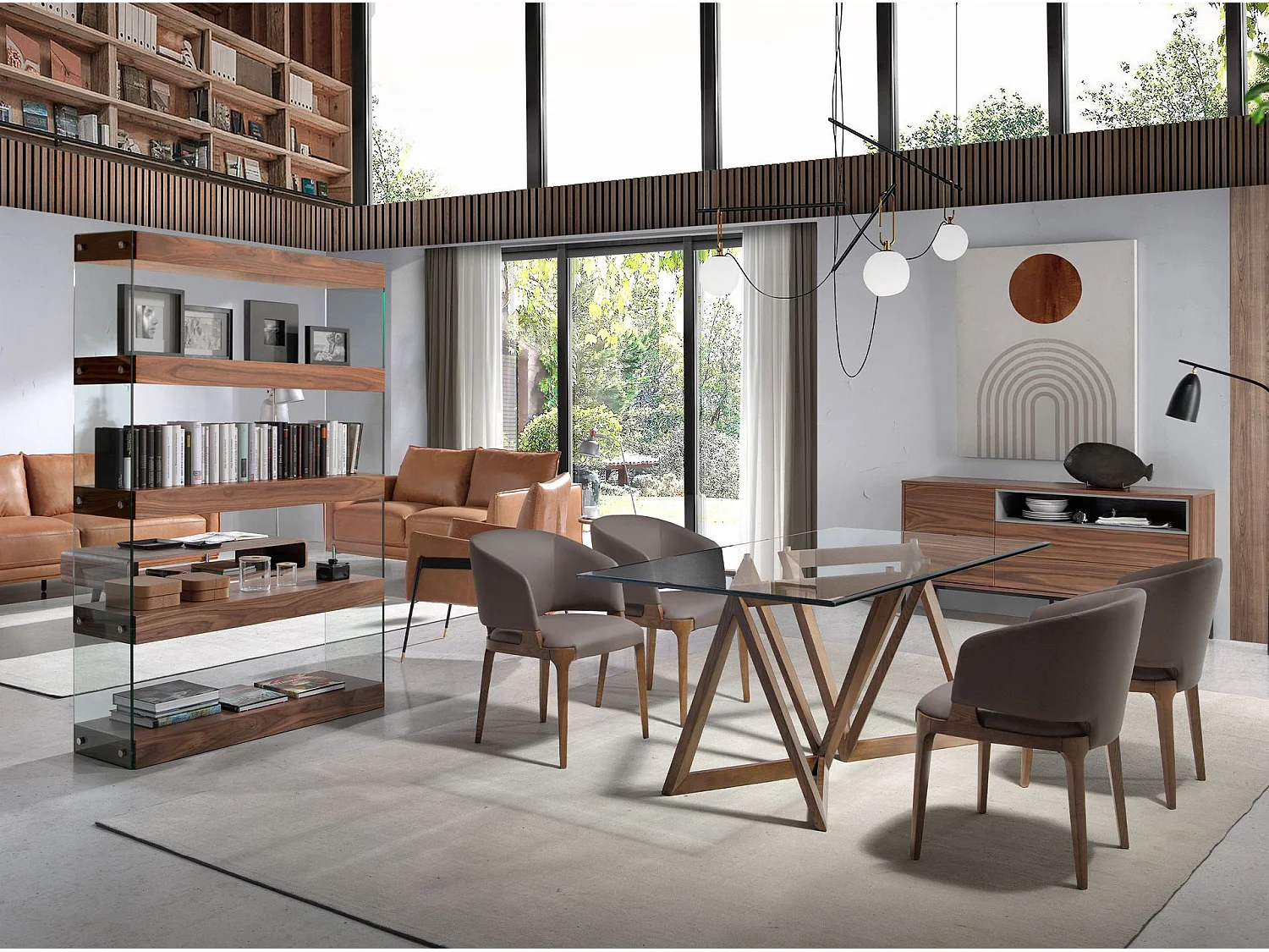 Étagère en noyer et verre 3091 ANGEL CERDA