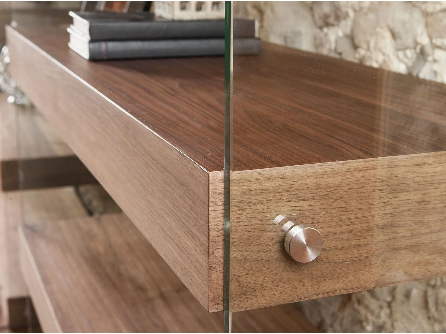 Étagère en noyer et verre 3091 ANGEL CERDA