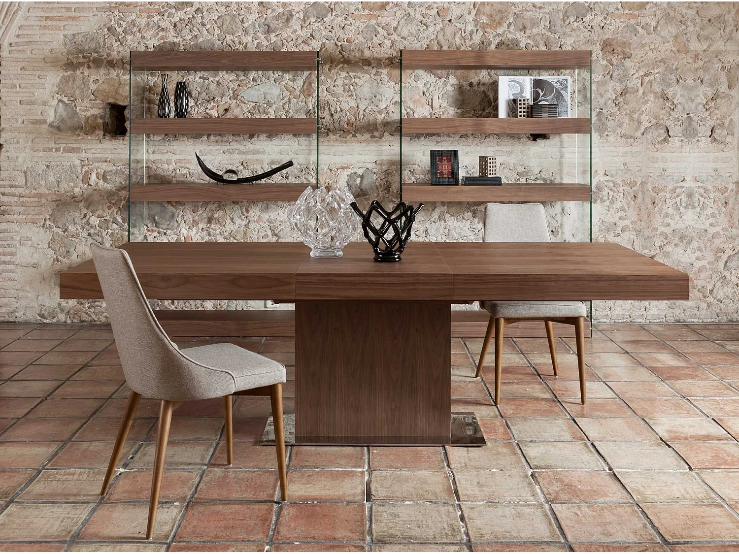 Étagère en noyer et verre 3091 ANGEL CERDA