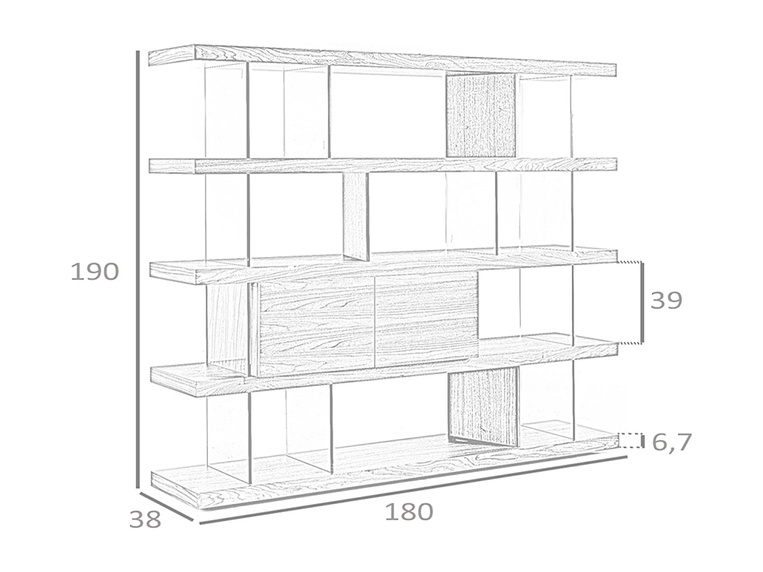 Walnoot en glazen legplank 3072 ANGEL CERDA