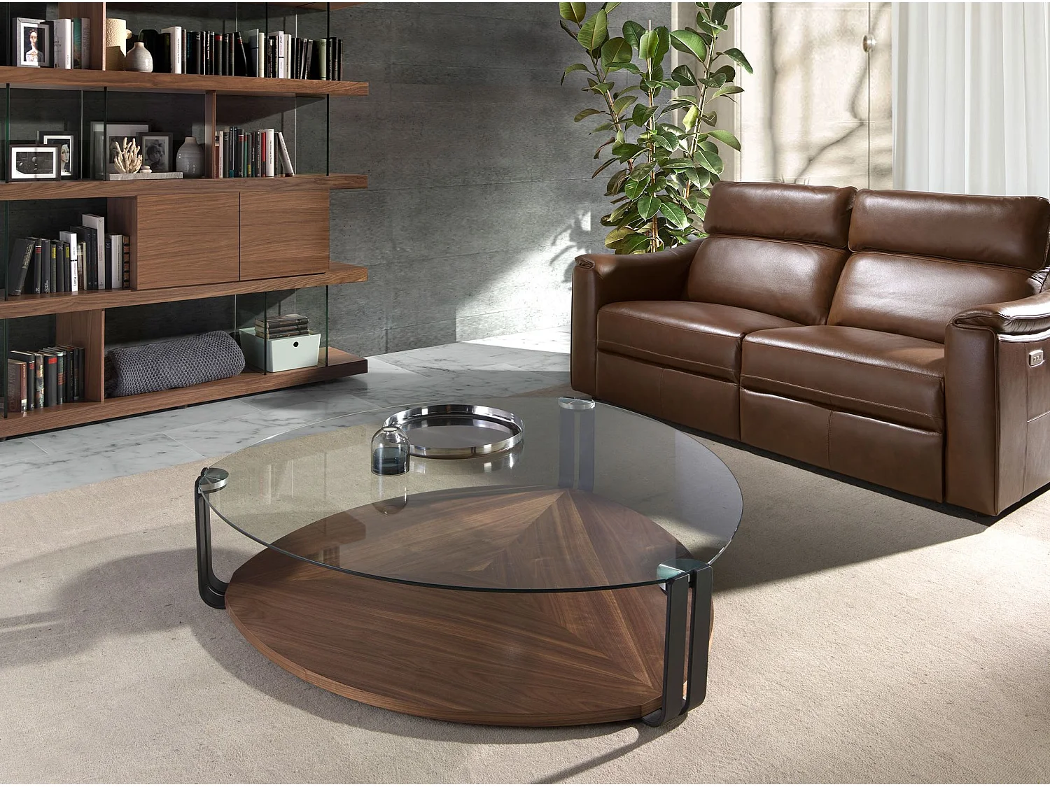 Etagère en noyer et verre 3072 ANGEL CERDA