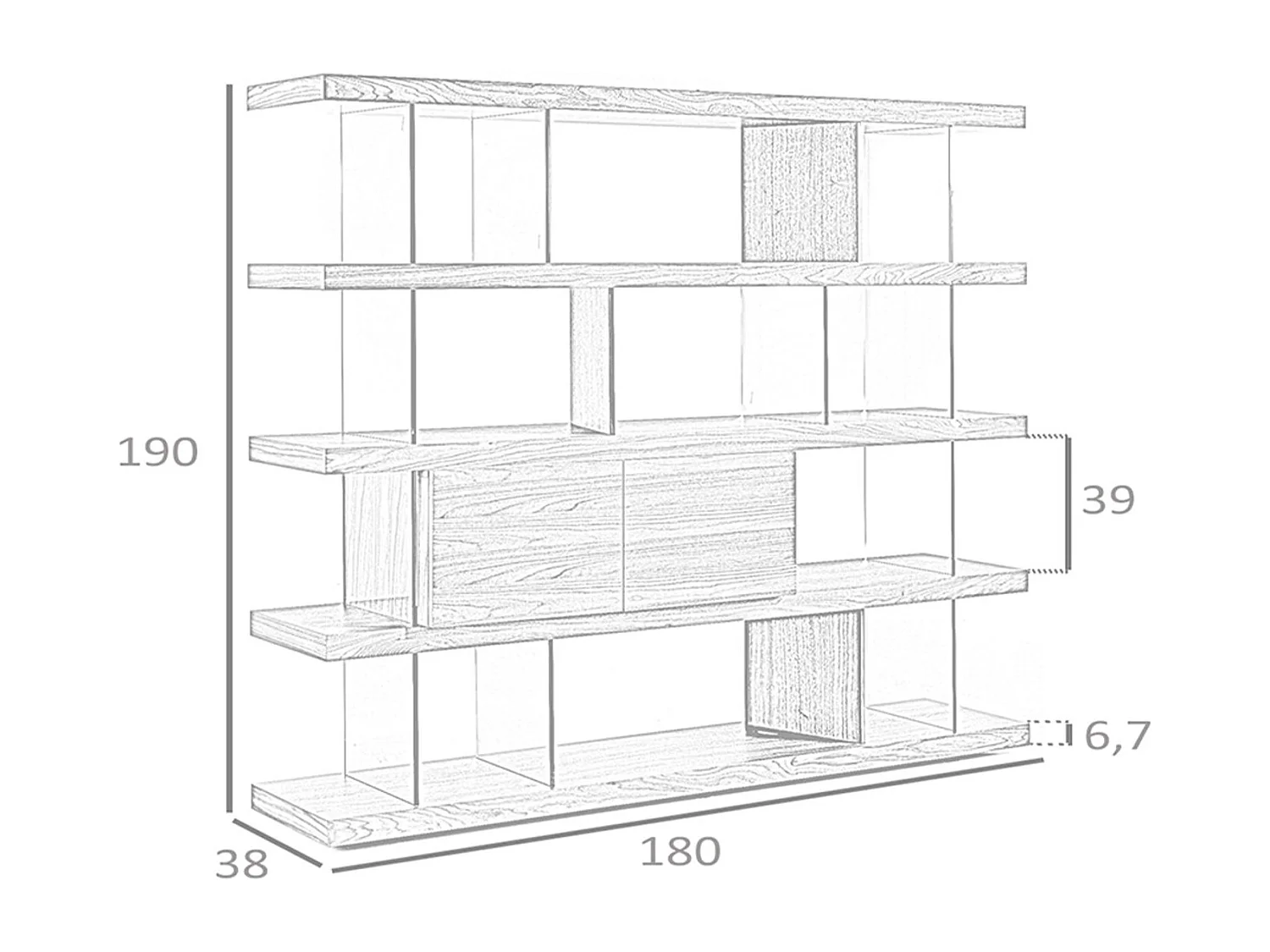 Etagère en noyer et verre 3072 ANGEL CERDA